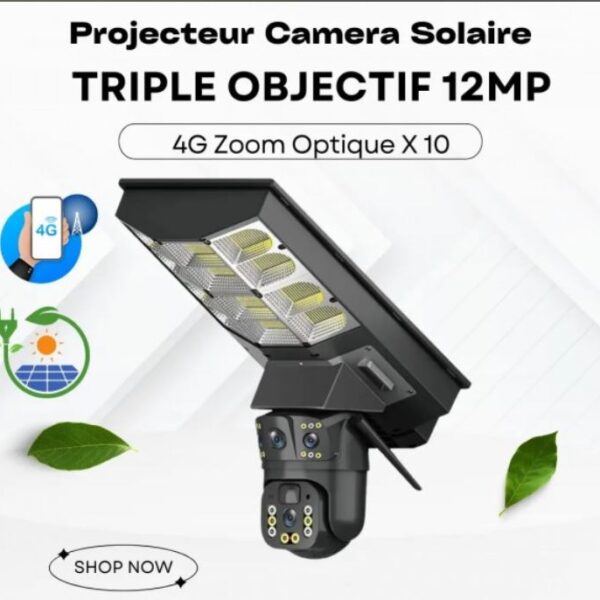 Caméra 4G Solaire 12MP + Projecteur LED 600W - Solution Tout-en-Un